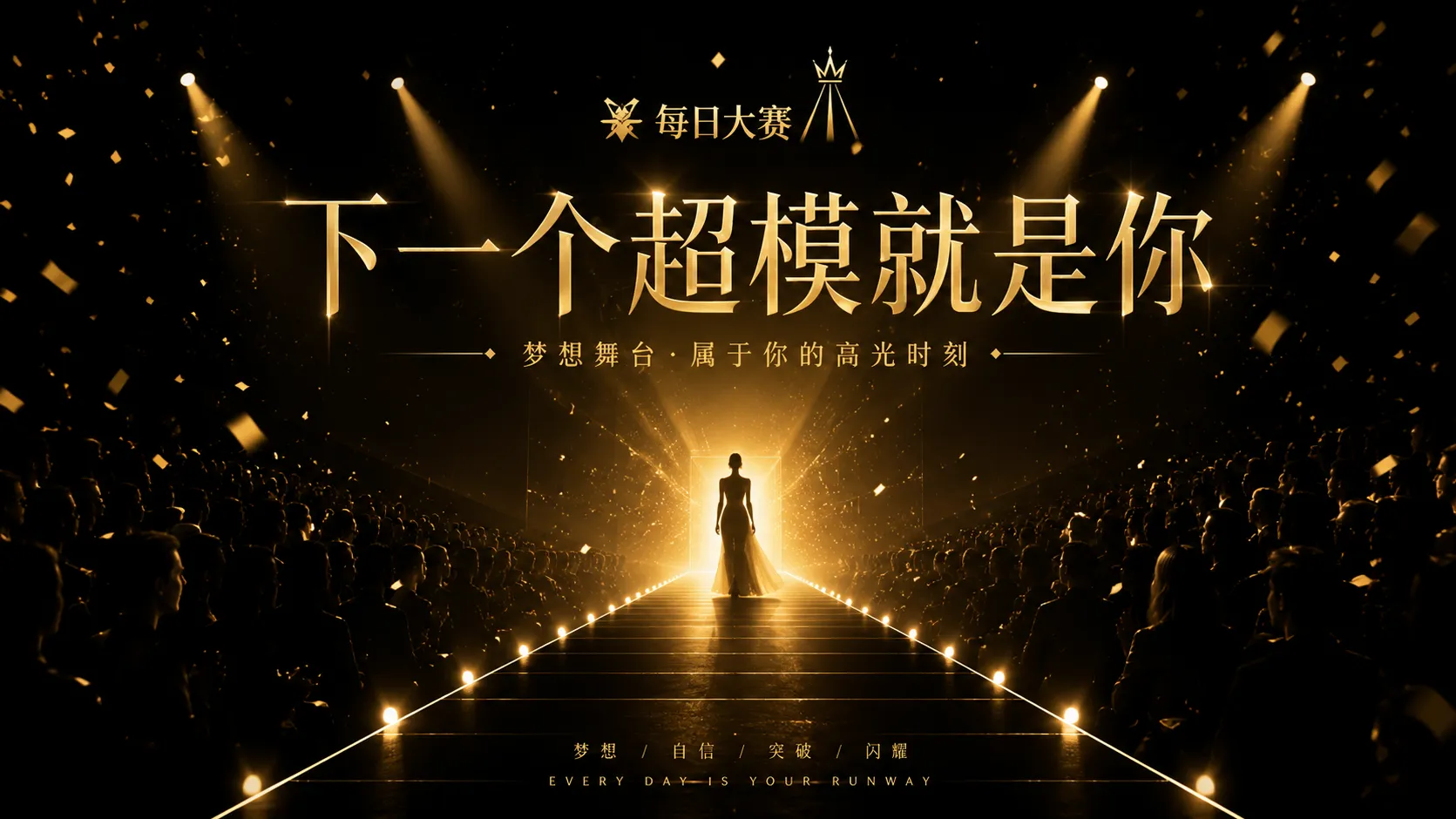 每日大赛黑金舞台与聚光灯主视觉
